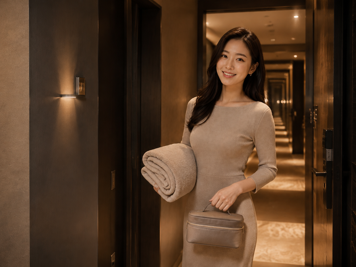 수원 광교 방문 홈케어 일정을 준비하는 젊은 성인 한국 여성 관리사